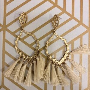 Kendra Scott Gold and Cream Tassel Drop Earrings
